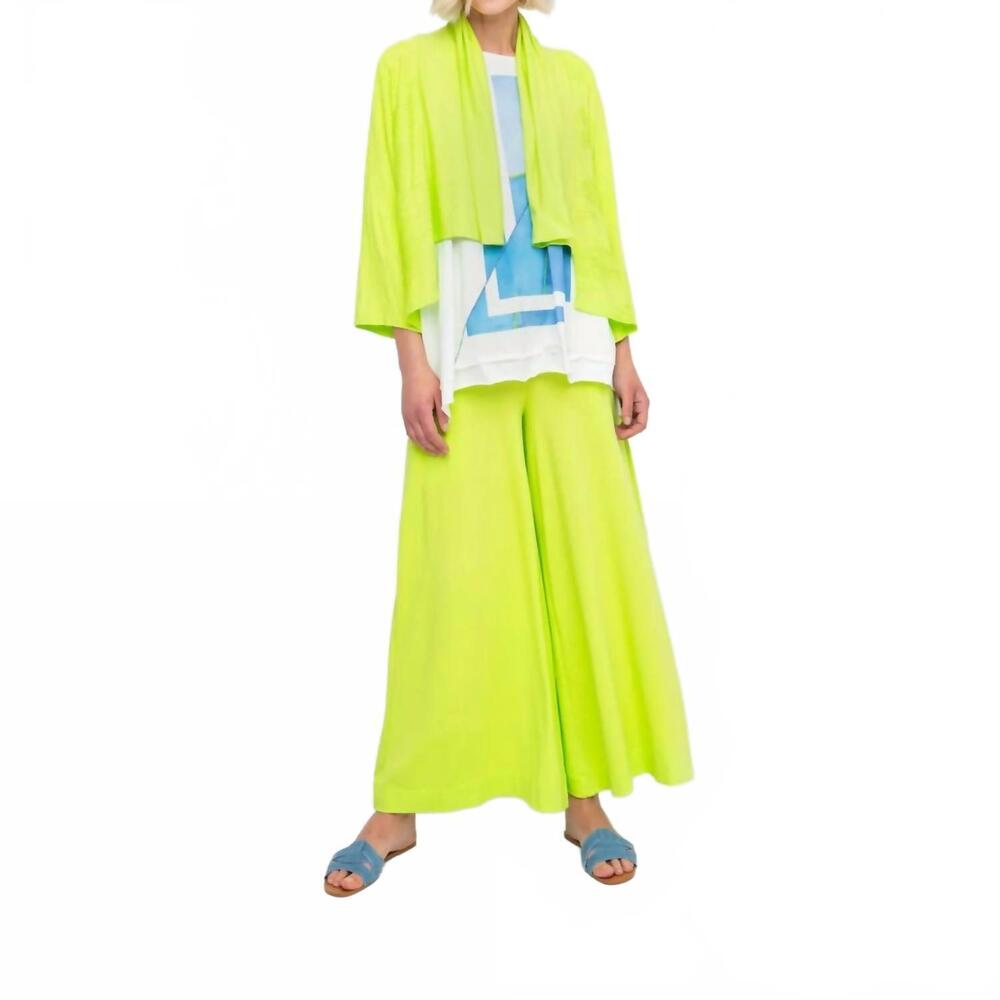 NEW OZAI N KU drape neck racquet cardigan in lime